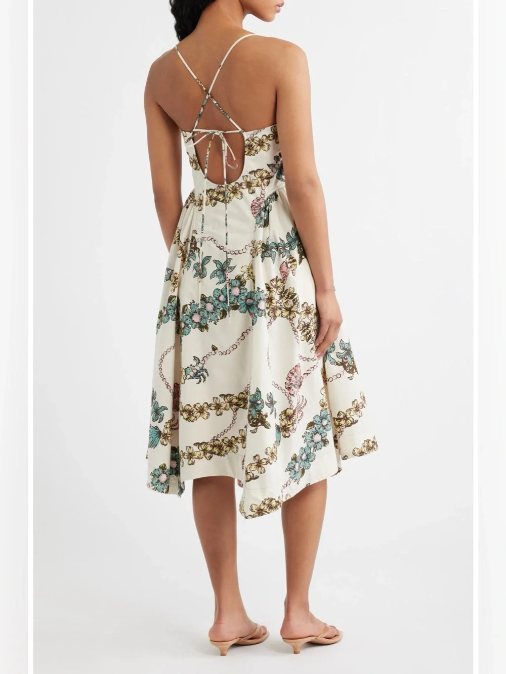 Free People Cherish Printed Midi Dress Size 4 Floral Cotton NWOT Pockets DS1